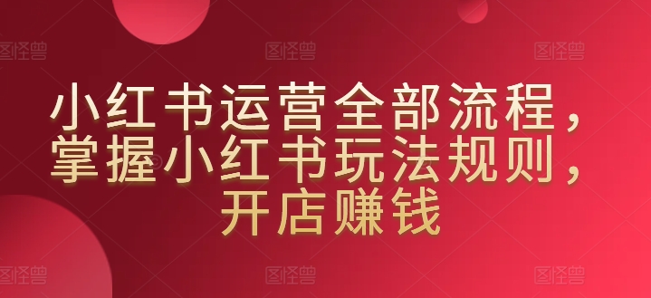 小红书运营全部流程，掌握小红书玩法规则，开店赚钱-灵动共创