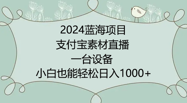 2024年蓝海项目，支付宝素材直播，无需出境，小白也能日入1000+ ，实操教程【揭秘】-灵动共创