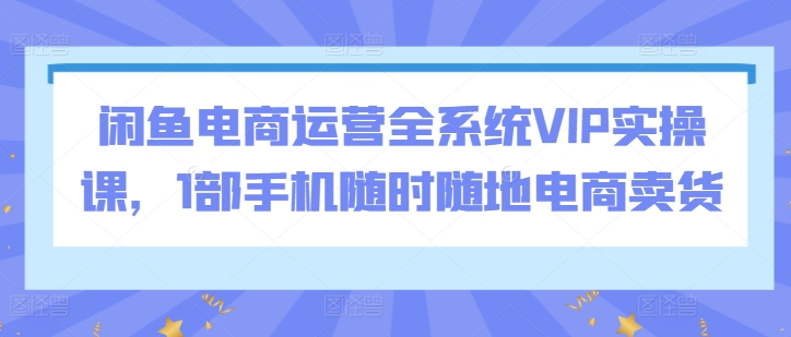 闲鱼电商运营全系统VIP实操课，1部手机随时随地电商卖货-灵动共创