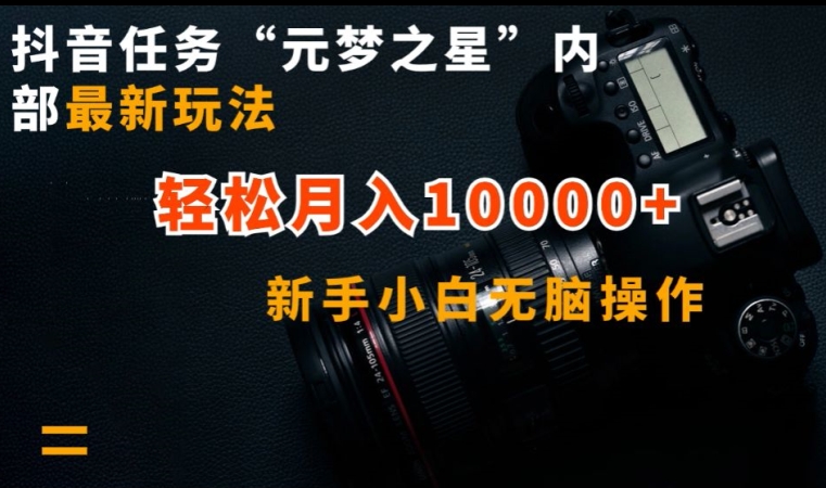 抖音任务“元梦之星”内部最新玩法，新手小白无脑操作，轻松月入10000+【揭秘】-灵动共创