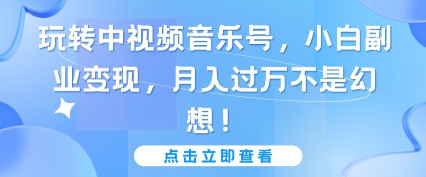 玩转中视频音乐号，小白副业变现，月入过万不是幻想【揭秘】-灵动共创