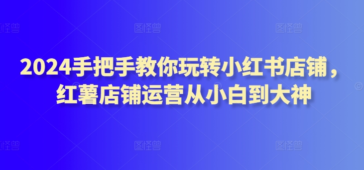2024手把手教你玩转小红书店铺，红薯店铺运营从小白到大神-灵动共创