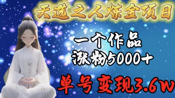天选之人炼金项目，一个作品涨粉5000+，单号变现3.6w【揭秘】-灵动共创