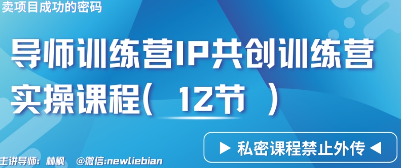 导师训练营3.0IP共创训练营私密实操课程（12节）-卖项目的密码成功秘诀【揭秘】-灵动共创