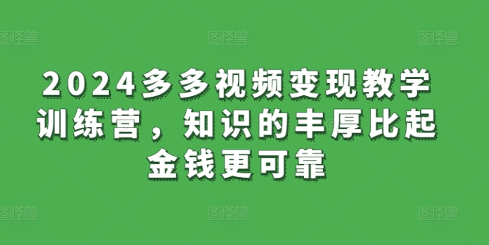 2024多多视频变现教学训练营，知识的丰厚比起金钱更可靠-灵动共创
