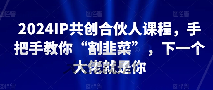 2024IP共创合伙人课程，手把手教你“割韭菜”，下一个大佬就是你-灵动共创