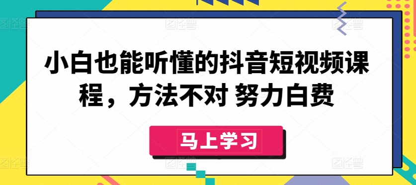 小白也能听懂的抖音短视频课程，方法不对 努力白费-灵动共创