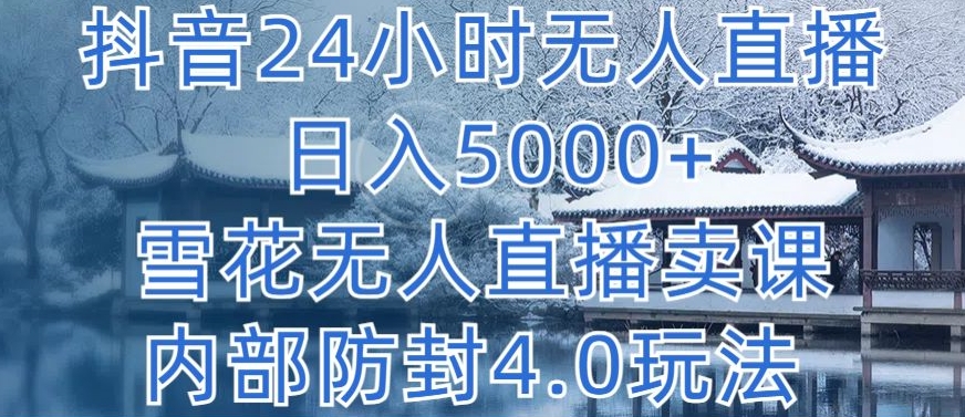 抖音24小时无人直播 日入5000+，雪花无人直播卖课，内部防封4.0玩法【揭秘】-灵动共创