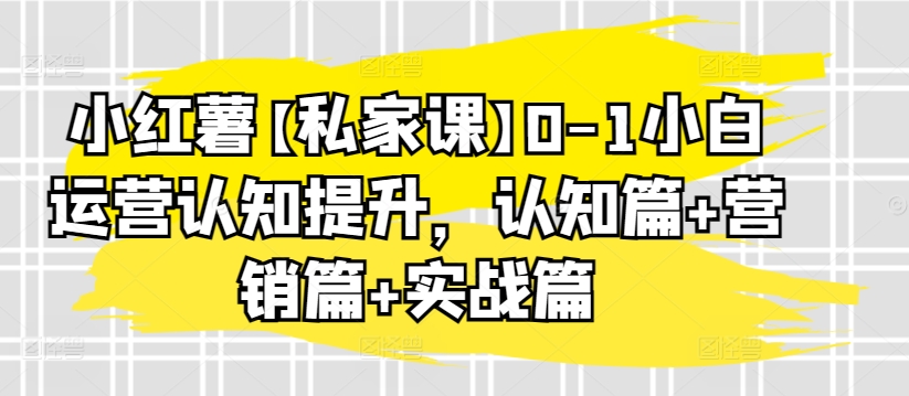小红薯【私家课】0-1小白运营认知提升，认知篇+营销篇+实战篇-灵动共创