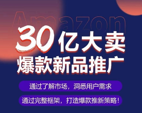 亚马逊·30亿大卖爆款新品推广，可复制、全程案例实操的爆款推新SOP-灵动共创