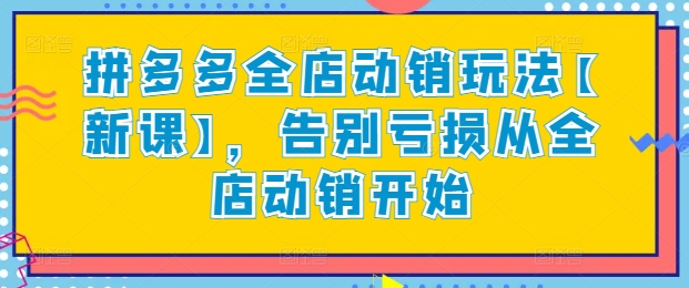 拼多多全店动销玩法【新课】，告别亏损从全店动销开始-灵动共创
