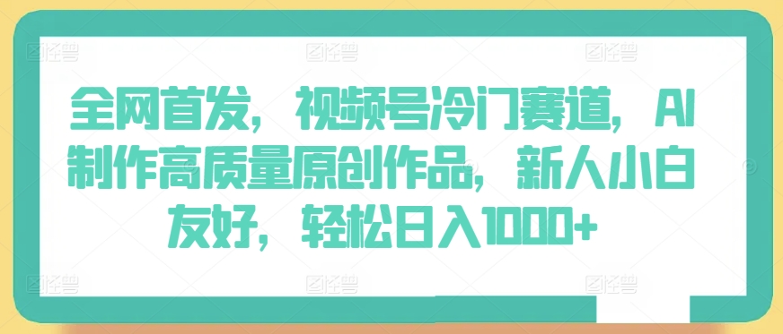 全网首发，视频号冷门赛道，AI制作高质量原创作品，新人小白友好，轻松日入1000+【揭秘】-灵动共创