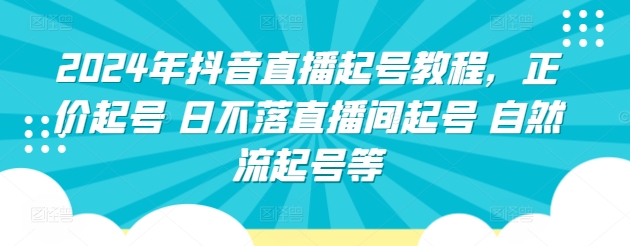 2024年抖音直播起号教程，正价起号 日不落直播间起号 自然流起号等-灵动共创