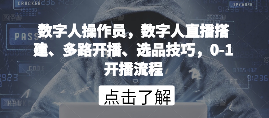 数字人操作员，数字人直播搭建、多路开播、选品技巧，0-1开播流程-灵动共创