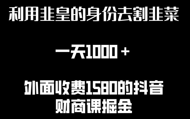 利用非皇的身份去割韭菜，一天1000+(附详细资源)【揭秘】-灵动共创