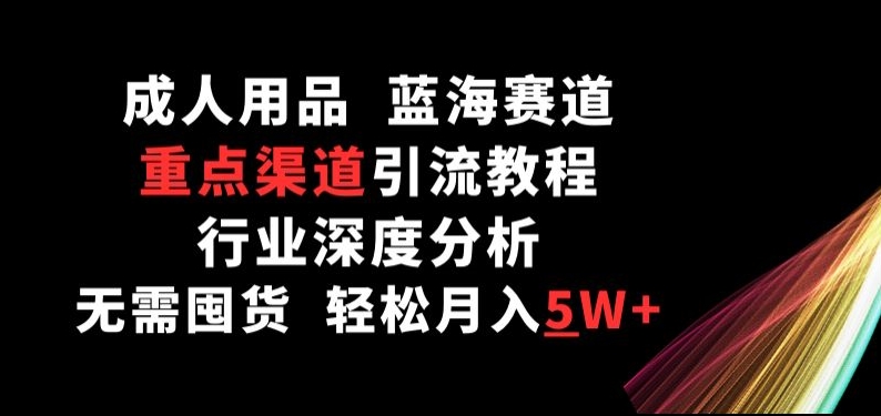 成人用品，蓝海赛道，重点渠道引流教程，行业深度分析，无需囤货，轻松月入5W+【揭秘】-灵动共创