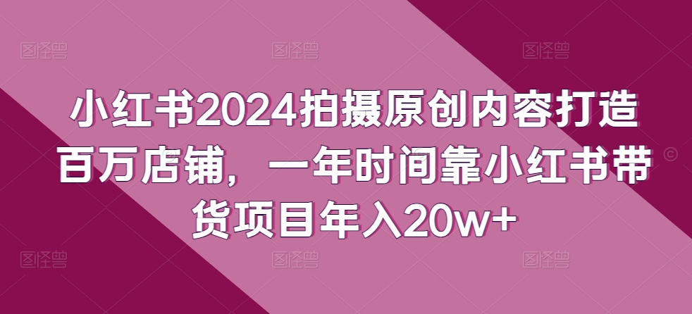 小红书2024拍摄原创内容打造百万店铺，一年时间靠小红书带货项目年入20w+-灵动共创
