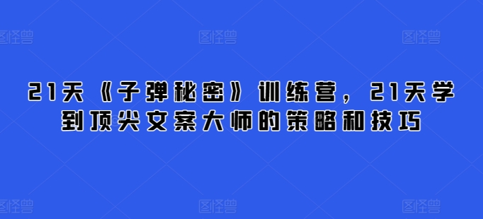 21天《子弹秘密》训练营，21天学到顶尖文案大师的策略和技巧-灵动共创