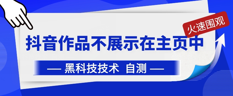 抖音黑科技：抖音作品不展示在主页中【揭秘】-灵动共创