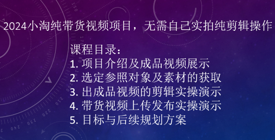 2024小淘纯带货视频项目，无需自己实拍纯剪辑操作-灵动共创