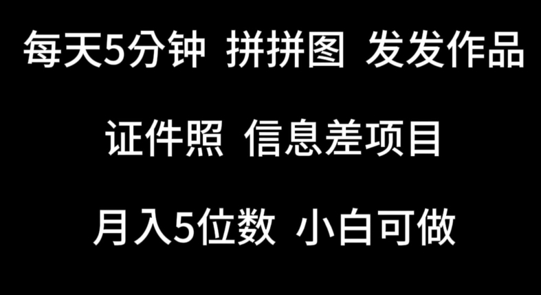 每天5分钟，拼拼图发发作品，证件照信息差项目，小白可做【揭秘】-灵动共创