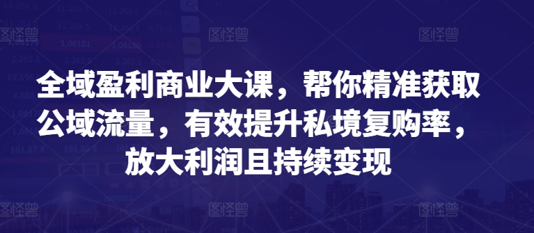 全域盈利商业大课，帮你精准获取公域流量，有效提升私境复购率，放大利润且持续变现-灵动共创