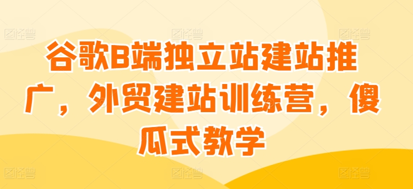 谷歌B端独立站建站推广，外贸建站训练营，傻瓜式教学-灵动共创