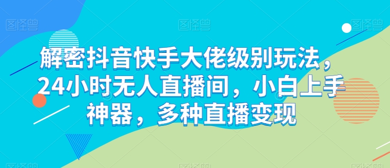 解密抖音快手大佬级别玩法，24小时无人直播间，小白上手神器，多种直播变现【揭秘】-灵动共创
