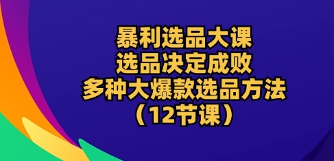 暴利选品大课：选品决定成败，教你多种大爆款选品方法(12节课)-灵动共创
