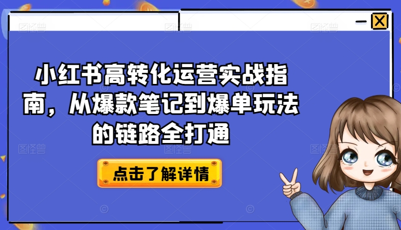 小红书高转化运营实战指南，从爆款笔记到爆单玩法的链路全打通-灵动共创