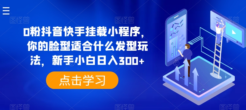 0粉抖音快手挂载小程序，你的脸型适合什么发型玩法，新手小白日入300+【揭秘】-灵动共创