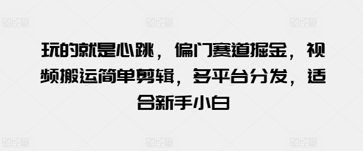 玩的就是心跳，偏门赛道掘金，视频搬运简单剪辑，多平台分发，适合新手小白【揭秘】-灵动共创