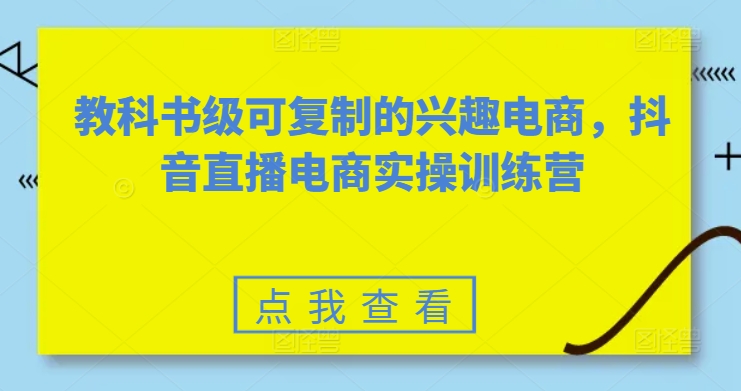 教科书级可复制的兴趣电商，抖音直播电商实操训练营-灵动共创