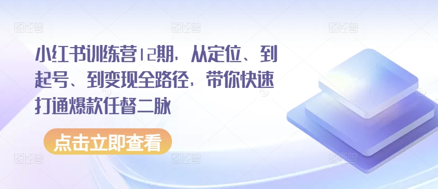 小红书训练营12期，从定位、到起号、到变现全路径，带你快速打通爆款任督二脉-灵动共创