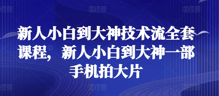 新人小白到大神技术流全套课程，新人小白到大神一部手机拍大片-灵动共创