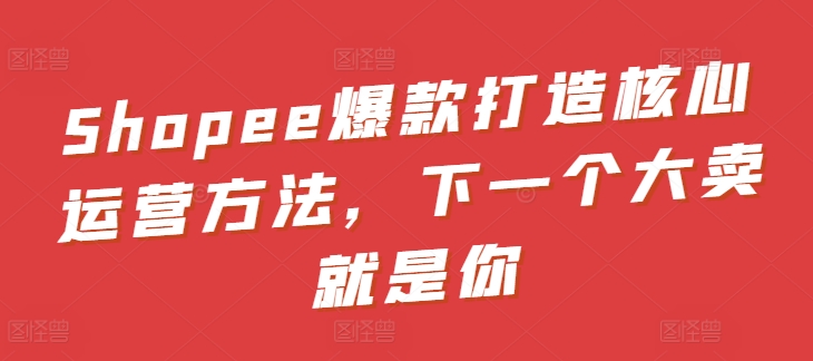 Shopee爆款打造核心运营方法，下一个大卖就是你-灵动共创