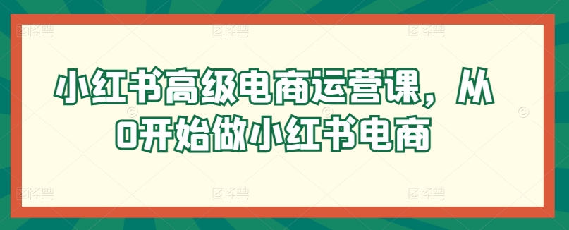 小红书高级电商运营课，从0开始做小红书电商-灵动共创