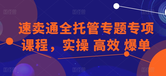 速卖通全托管专题专项课程，实操 高效 爆单-灵动共创