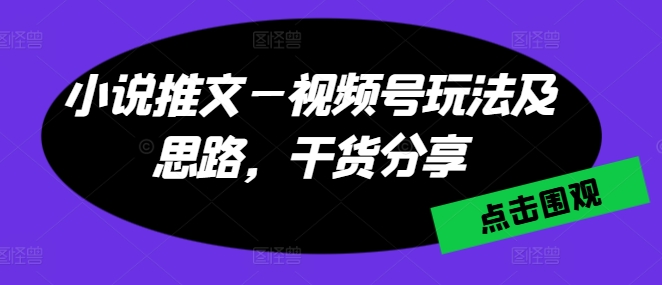 小说推文—视频号玩法及思路，干货分享-灵动共创