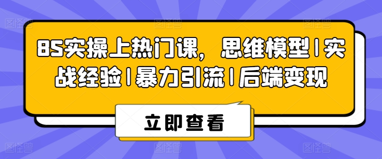8S实操上热门课，思维模型|实战经验|暴力引流|后端变现-灵动共创
