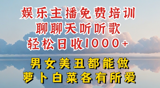 娱乐主播免费培训聊聊天听听歌轻松日收1K+，男女美丑都能做萝卜白菜各有所爱【揭秘】-灵动共创