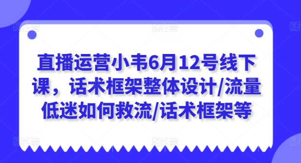 直播运营小韦6月12号线下课，话术框架整体设计/流量低迷如何救流/话术框架等-灵动共创