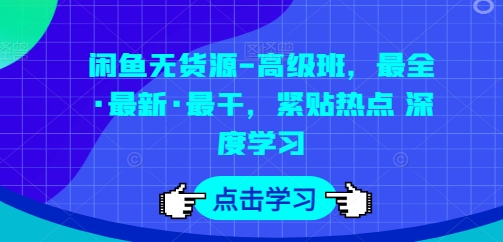 闲鱼无货源-高级班，最全·最新·最干，紧贴热点 深度学习-灵动共创