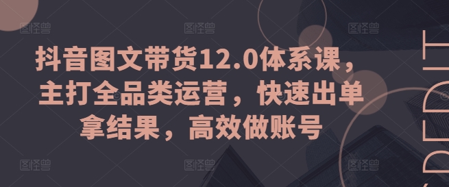 抖音图文带货12.0体系课，主打全品类运营，快速出单拿结果，高效做账号-灵动共创