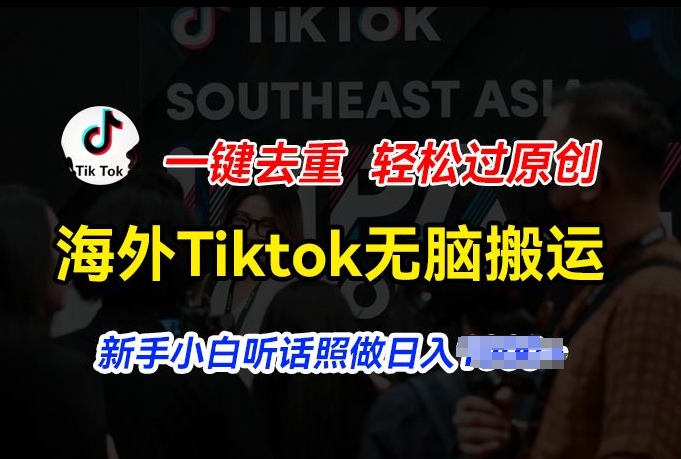 海外Tiktok短视频无脑搬运，一键去重轻松过原创，新手小白听话照做日入几张【揭秘】-灵动共创