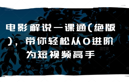 电影解说一课通(绝版)，带你轻松从0进阶为短视频高手-灵动共创