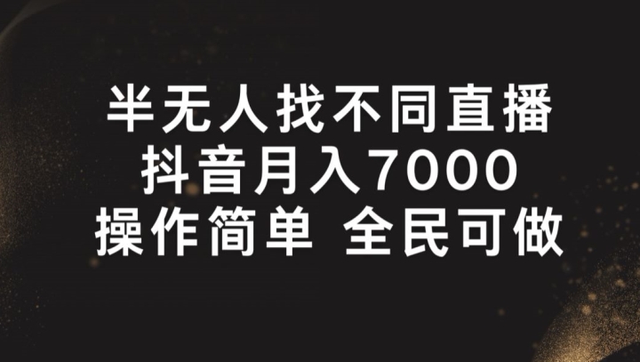 半无人找不同直播，月入7000+，操作简单 全民可做【揭秘】-灵动共创