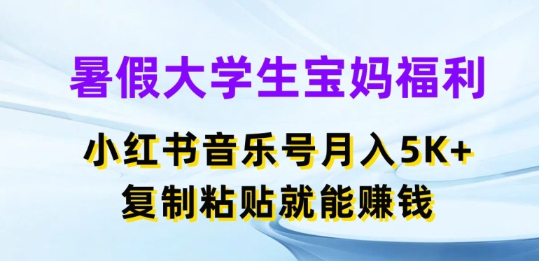 暑假大学生宝妈福利，小红书音乐号月入5000+，复制粘贴就能赚钱【揭秘】-灵动共创