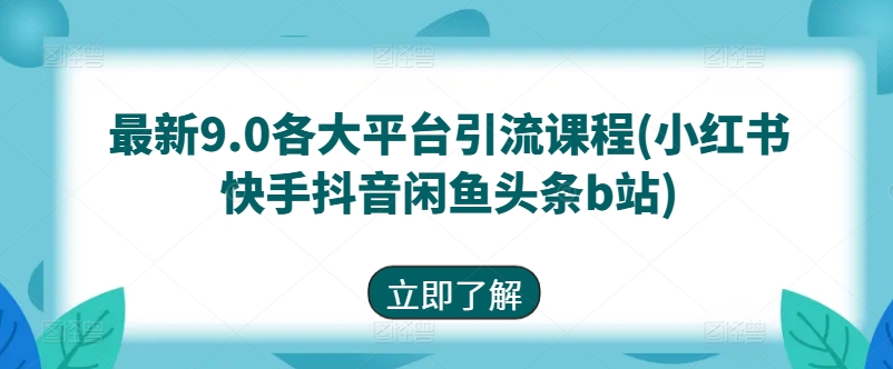 最新9.0各大平台引流课程(小红书快手抖音闲鱼头条b站)-灵动共创