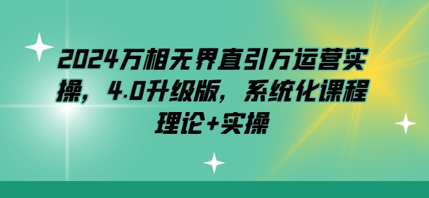 2024万相无界直引万运营实操，4.0升级版，系统化课程 理论+实操-灵动共创